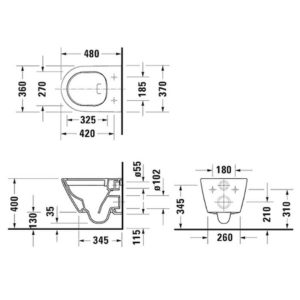 Подвесной унитаз компакт c сиденьем Duravit D-Neo 45880900A1 безободковый белый-фото2