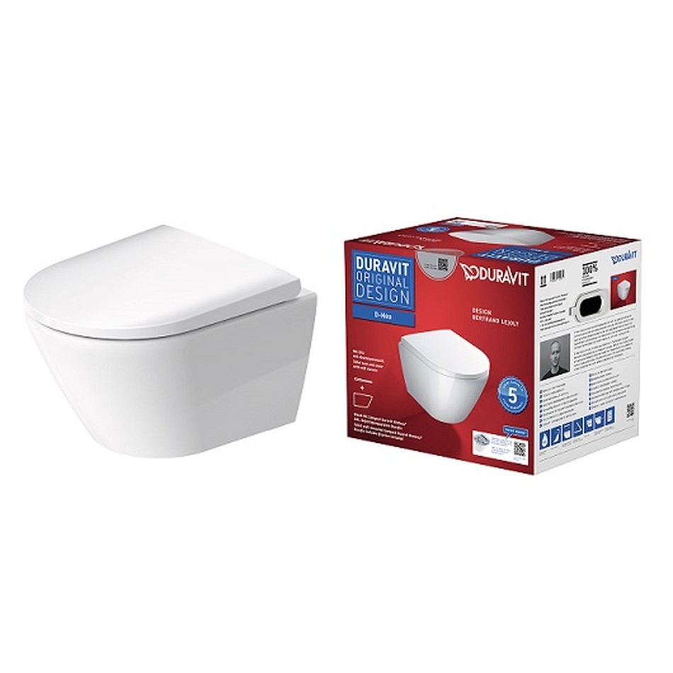 Подвесной унитаз компакт c сиденьем Duravit D-Neo 45880900A1 безободковый белый-фото1 Подвесной унитаз компакт c сиденьем Duravit D-Neo 45880900A1 безободковый белый-фото1