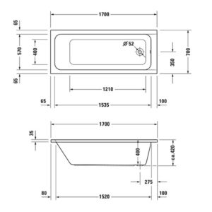 Ванна акриловая Duravit D-Code 170х70 700098000000000 прямоугольная-фото2