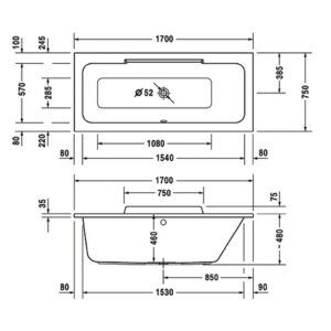 Ванна акриловая Duravit DuraStyle 170х75 700297000000000 прямоугольная-фото2