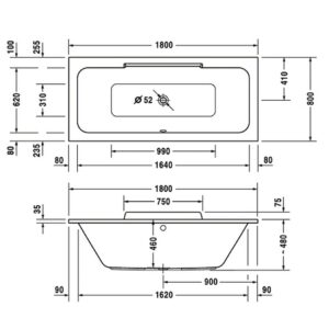 Ванна акриловая Duravit DuraStyle 180х80 700298000000000 прямоугольная-фото2