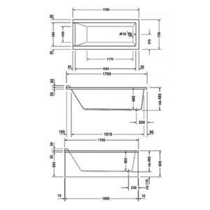 Ванна акриловая Duravit Starck 170х75 700335000000000 прямоугольная-фото2