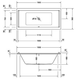 Ванна акриловая Duravit Starck 190х90 700340000000000 прямоугольная-фото2