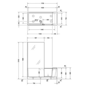Ванна из композита со шторкой и дверцей Duravit Shower Bath 170х75 700403000000000 цвeт белый-фото2