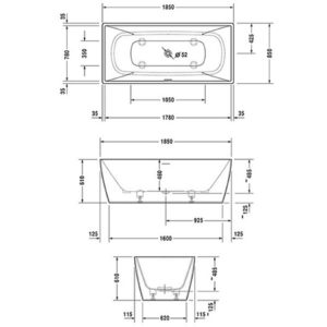 Ванна отдельностоящая из композита Duravit DuraSquare 185х85 700430000000000 цвeт белый-фото2