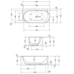 Ванна из композита Duravit Luv 180х95 700431000000000 угол слева цвeт белый-фото2