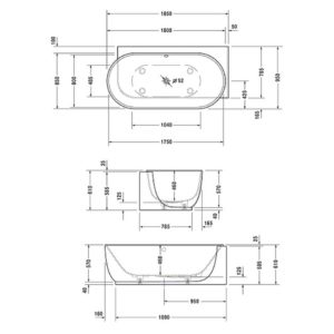 Ванна из композита Duravit Luv 180х95 700432000000000 угол справа цвeт белый-фото2