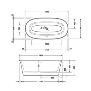 Ванна акриловая Duravit White Tulip 180х90 700469000000000 отдельностоящая-фото2