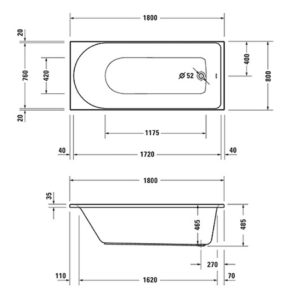 Ванна акриловая Duravit D-Neo 180х80 700475000000000 прямоугольная-фото2