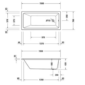 Ванна акриловая Duravit No.1 150х70 700487000000000 прямоугольная-фото2