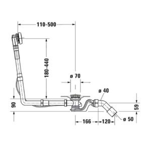 Слив-перелив Duravit 792208000001000 удлиненный с гибким выпускным шлангом-фото2