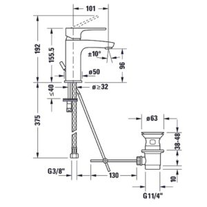 Смеситель для раковины Duravit B.1 B11010001010 цвет хром-фото2