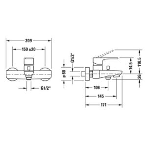 Смеситель для ванны Duravit B.1 B15230000010 цвет хром-фото2