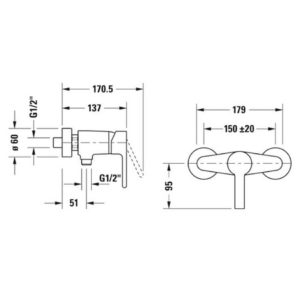 Смеситель для душа Duravit B.2 B24230000010 цвет хром-фото2