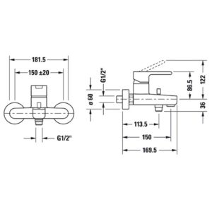 Смеситель для ванны Duravit B.2 B25230000010 цвет хром-фото2
