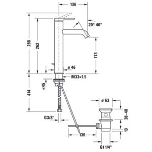 Смеситель для раковины Duravit C.1 C11030001010 высокий цвет хром-фото2