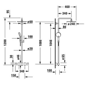 Душевая система Duravit C.1 C14280008010 термостат с верхним душем 230 хром-фото2