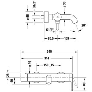 Смеситель для ванны Duravit C.1 C15230000010 цвет хром-фото2