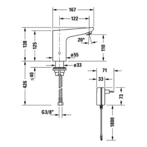 Смеситель для раковины Duravit Sensor 1 SE1090007C10 электронный хром-фото2