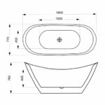 Ванна акриловая Azario MELADO 1800х770х760 отдельностоящая комплект цвет белый AZ-6107-18W-фото3